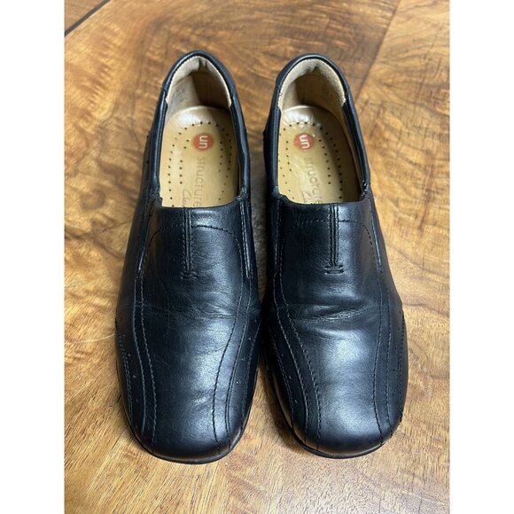 Clark's Unstructured Women’s 7 M Black Leather Double Gored Slip On Loafers - Picture 8 of 9